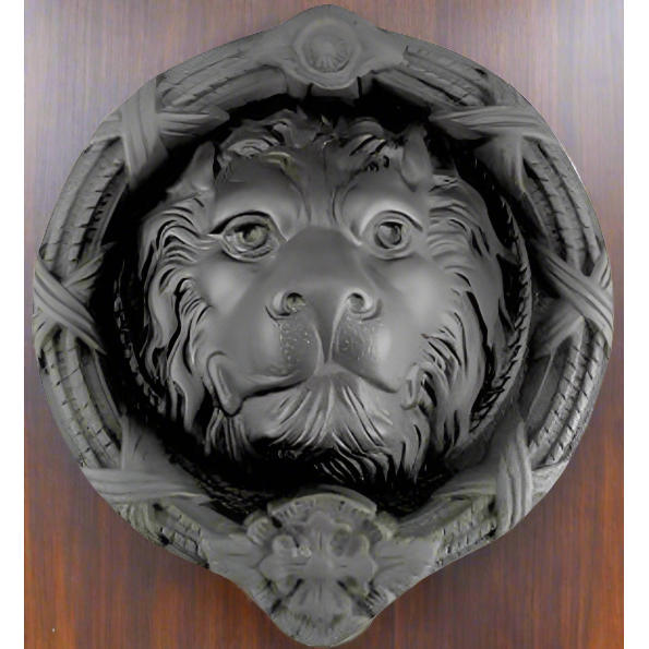 COPPER MOUNTAIN HARDWARE 8 3/4 Inch Ribbon & Reed MGM Lion Lost Wax Cast Door Knocker (Oil Rubbed Bronze Finish)