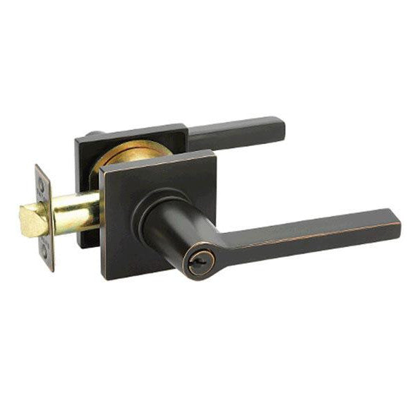 EMTEK Solid Brass Helios Key In Door Lever with Square Rosette