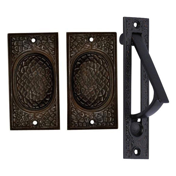 COPPER MOUNTAIN HARDWARE Craftsman Pattern Single Pocket Passage Style Door Set (Oil Rubbed Bronze Finish)