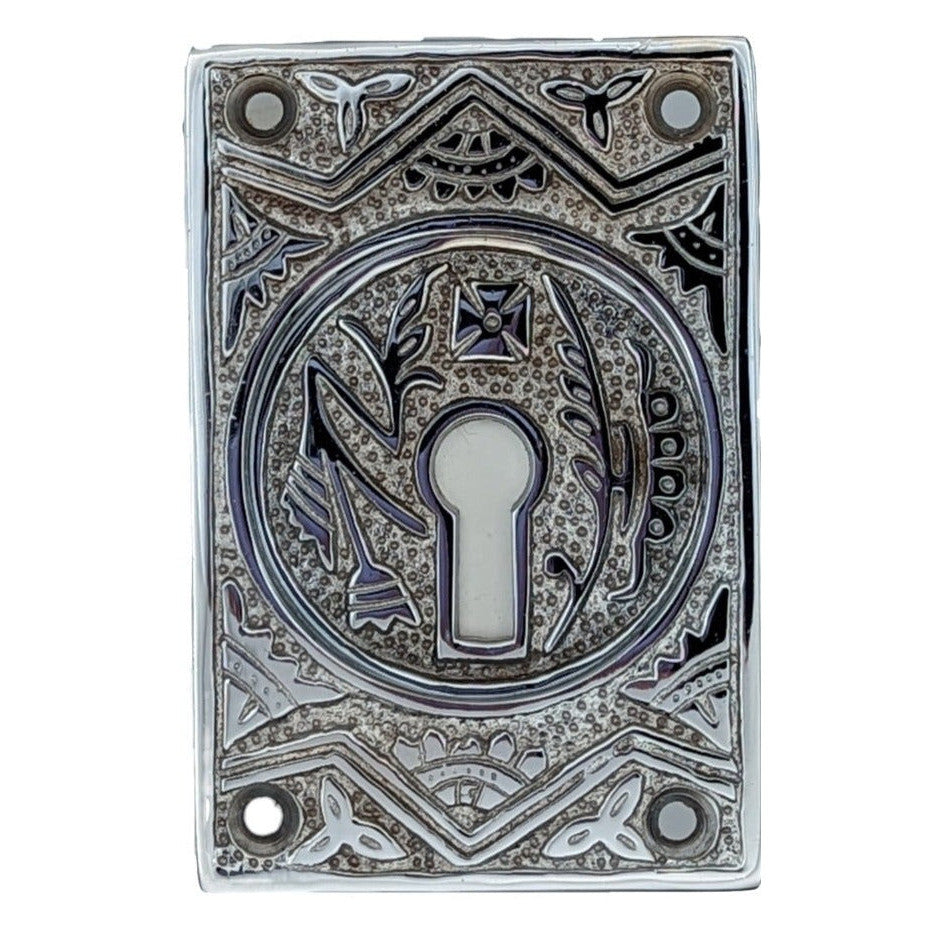 COPPER MOUNTAIN HARDWARE Oriental Pattern Pocket Passage Style Door Set (Polished Chrome Finish)