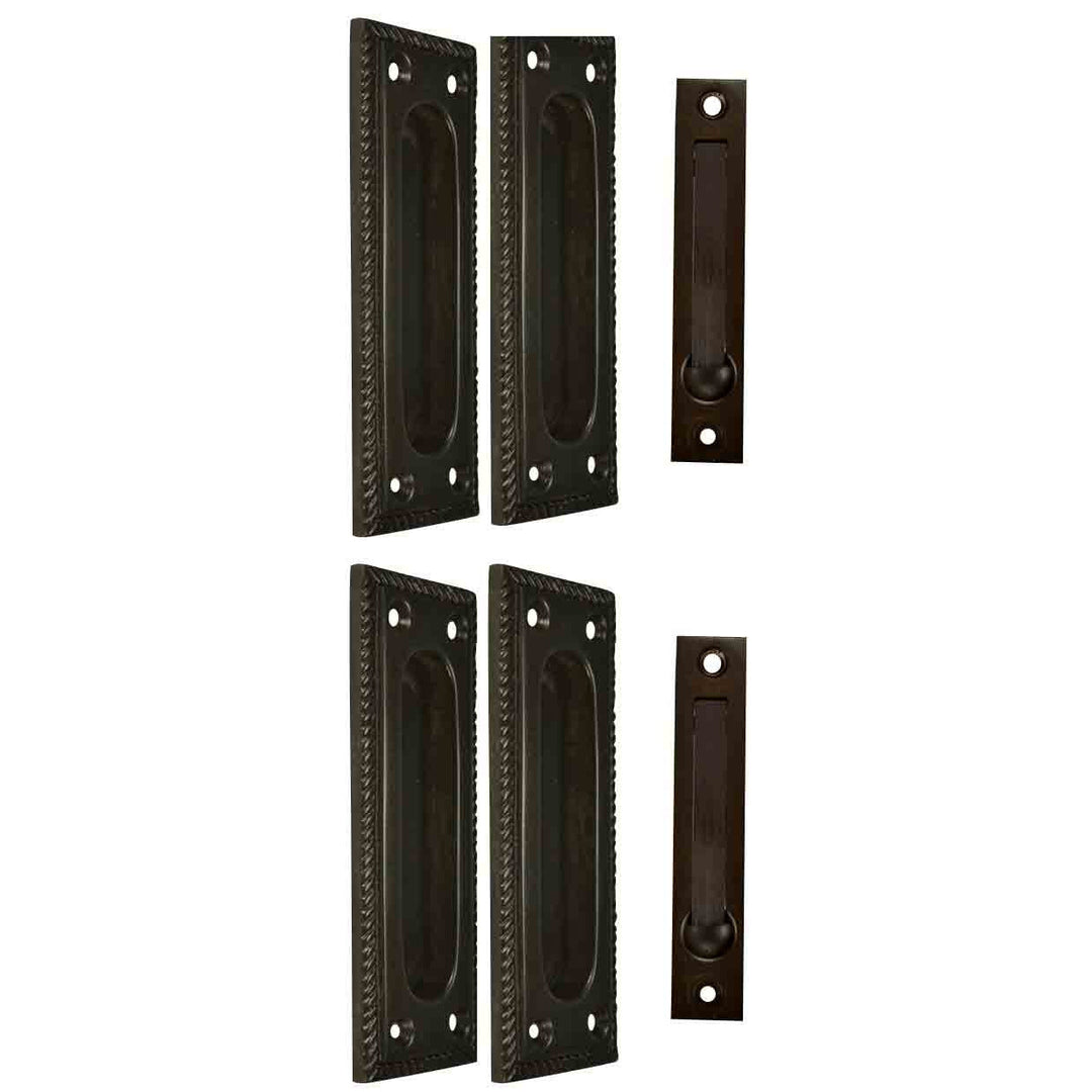 COPPER MOUNTAIN HARDWARE Georgian Square Double Pocket Passage Style Door Set (Oil Rubbed Bronze Brass)