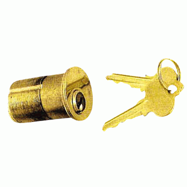 Copper Mountain Hardware Pair Solid Brass 1 1/2 Inch Long Single Lock Cylinder (Polished Brass Finish)