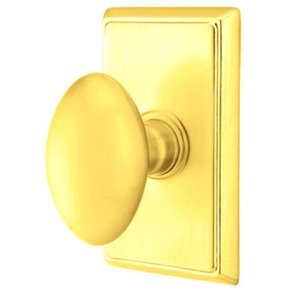 EMTEK Emtek Solid Brass Egg Door Knob Set With Rectangular Rosette