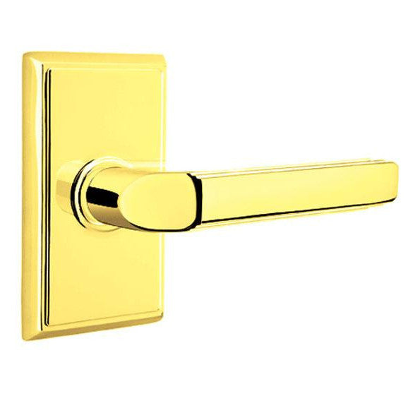 EMTEK Solid Brass Milano Lever With Rectangular Rosette