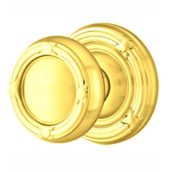 EMTEK Solid Brass Ribbon & Reed Door Knob Set With Ribbon & Reed Rosette