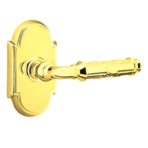 EMTEK Solid Brass Ribbon & Reed Lever With # 8 Rosette (Many Finishes Available)