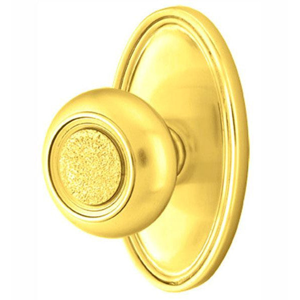 EMTEK Solid Brass Belmont Door Knob Set With Oval Rosette