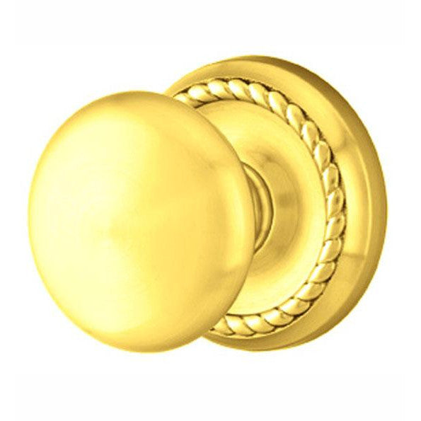 EMTEK Solid Brass Providence Door Knob Set With Rope Rosette