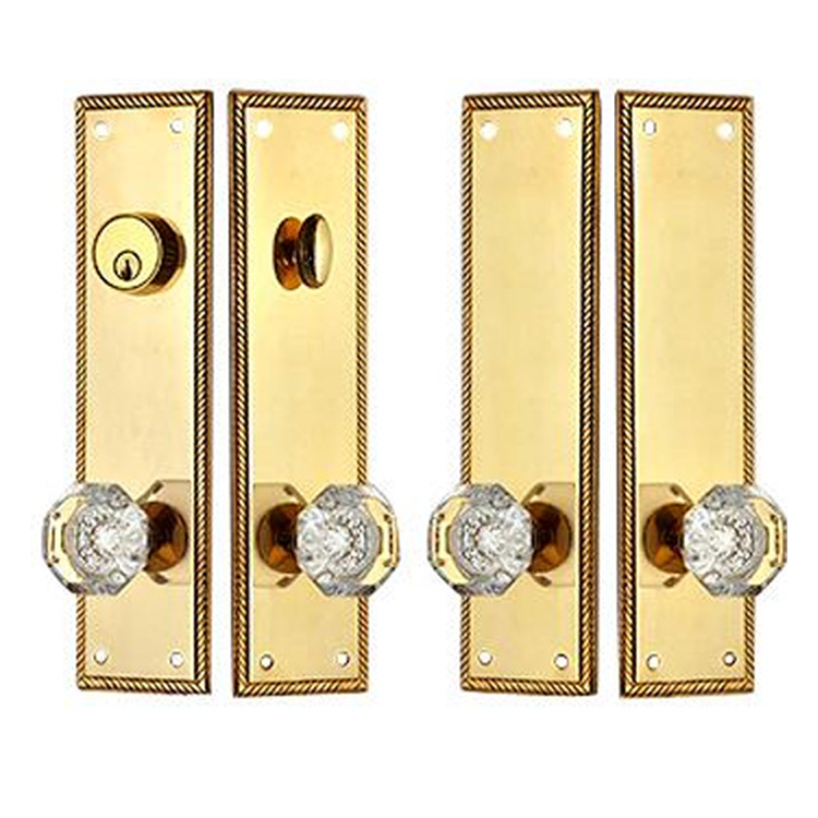 COPPER MOUNTAIN HARDWARE Georgian Roped Double Door Deadbolt Entryway Set in Polished Brass