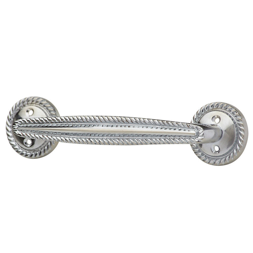 COPPER MOUNTAIN HARDWARE 6 1/2 Inch Overall (5 Inch c-c) Georgian Roped Style Solid Brass Pull (Polished Chrome Finish)