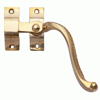 Copper Mountain Hardware Solid Brass Right Hinge Window Lock Georgian Roped Pattern (Polished Brass Finish)