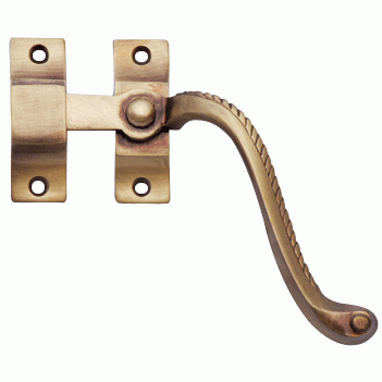 Copper Mountain Hardware Solid Brass Right Hinge Window Lock Georgian Roped Pattern (Antique Brass Finish)