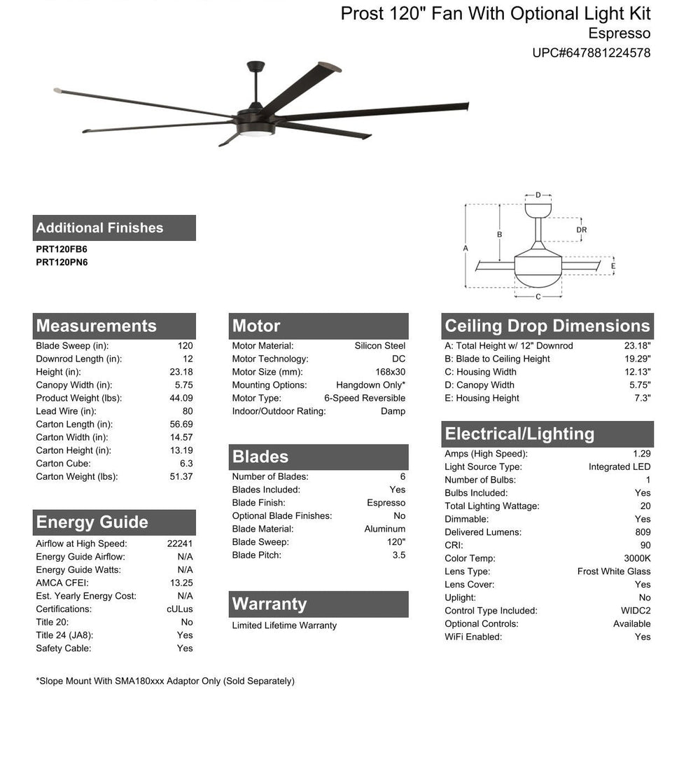 CRAFTMADE 120" Prost in Espresso w/ Espresso Blades