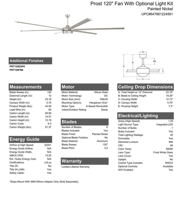 CRAFTMADE 120" Prost in Painted Nickel w/ Painted Nickel Blades