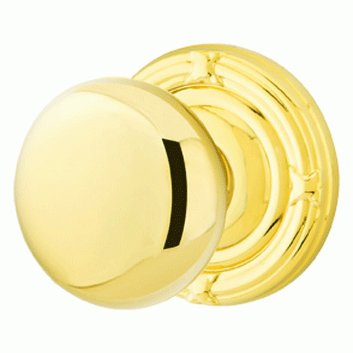 EMTEK 2 1/4 Inch Solid Brass Providence Door Knob With Ribbon & Reed Rosette