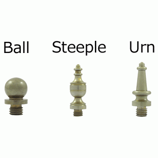 3 1/2 Inch X 3 1/2 Inch Solid Brass Hinge Interchangeable Finials (5/8" Radius Corner, White Bronze Light Finish) DELTANA