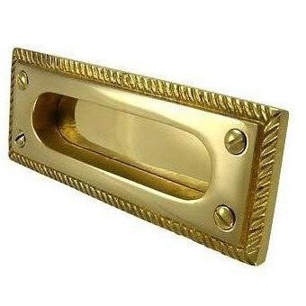 Copper Mountain Hardware Rectangular Georgian Roped Solid Brass Pocket Door Pull or Sash Lift (Several Finishes Available)