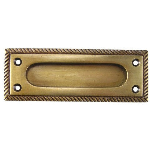 Copper Mountain Hardware Rectangular Georgian Roped Solid Brass Pocket Door Pull or Sash Lift (Several Finishes Available)