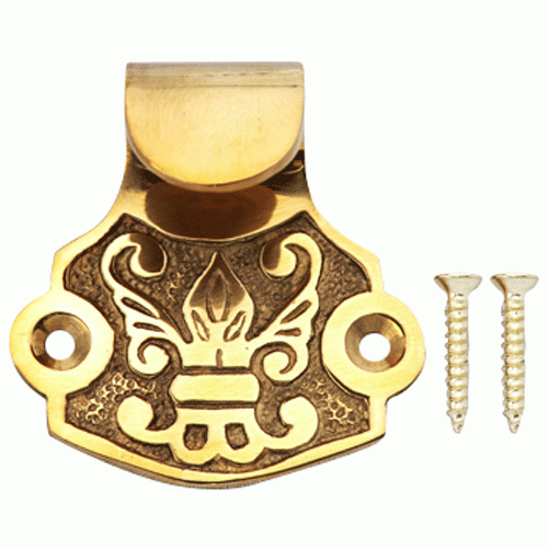 Copper Mountain Hardware Solid Brass Fleur De Lis Sash Lift (Lacquered Brass Finish)