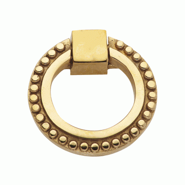 COPPER MOUNTAIN HARDWARE 2 Inch Solid Brass Beaded Drawer Ring Pull (Polished Brass)