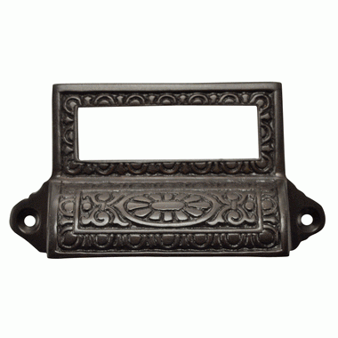 COPPER MOUNTAIN HARDWARE 4 1/8 Inch Solid Brass Victorian Label Style Bin Pull (Oil Rubbed Bronze Finish)