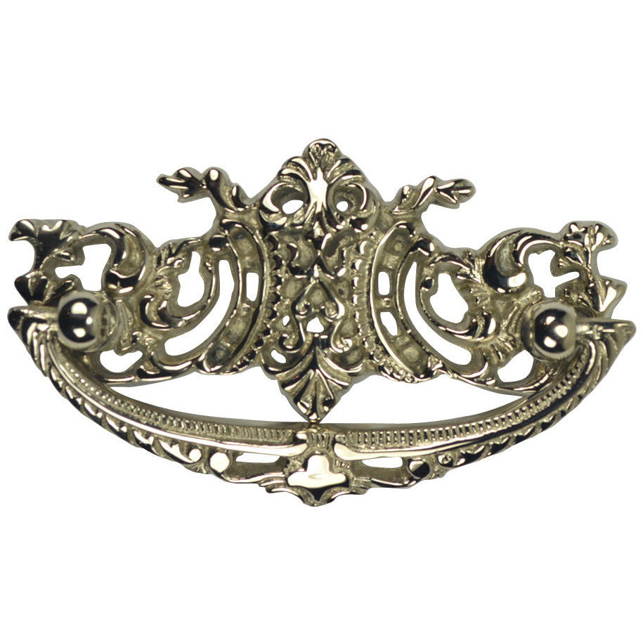 COPPER MOUNTAIN HARDWARE 4 Inch Overall (3 Inch c-c) Solid Brass Baroque / Rococo Bail Pull (Polished Nickel Finish)