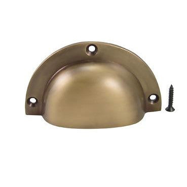 COPPER MOUNTAIN HARDWARE 3 1/2 Inch Solid Brass Traditional Cup Pull (Antique Brass Finish)