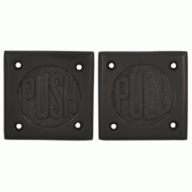 COPPER MOUNTAIN HARDWARE 2 3/4 Inch Brass Classic American "Pull" & "Push" Signs (Oil Rubbed Bronze Finish)