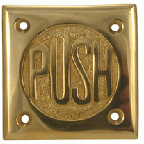 COPPER MOUNTAIN HARDWARE 2 3/4 Inch Brass Classic American "Pull" & "Push" Signs (Polished Brass Finish)