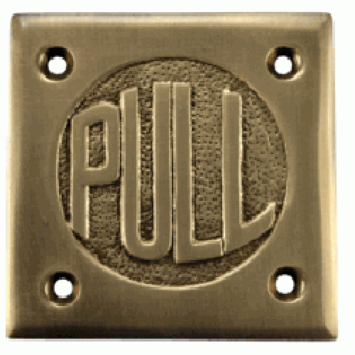 COPPER MOUNTAIN HARDWARE 2 3/4 Inch Brass Classic American "Pull" & "Push" Signs (Antique Brass Finish)