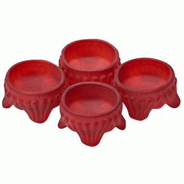 Copper Mountain Hardware Red Frosted Glass Salt Cellar Set of 4 - Caprice Pattern (Cambridge Glass)