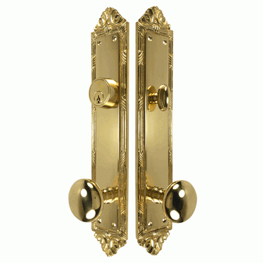 COPPER MOUNTAIN HARDWARE Ribbon & Reed Oval Deadbolt Entryway Set (Polished Brass Finish)