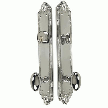 COPPER MOUNTAIN HARDWARE Ribbon & Reed Oval Deadbolt Entryway Set (Polished Chrome Finish)