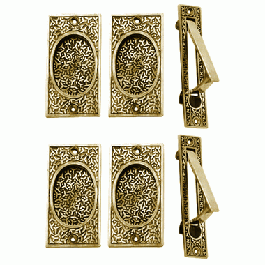 COPPER MOUNTAIN HARDWARE Rice Pattern Double Pocket Passage Style Door Set (Polished Brass)