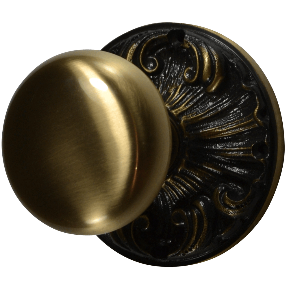 ##Antique Hardware## Romanesque Rosette Door Set with Round Brass Door Knobs (Several Finishes Available)