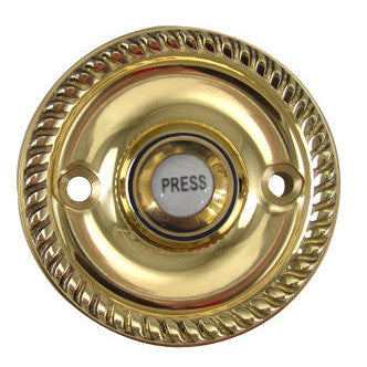 COPPER MOUNTAIN HARDWARE Solid Brass Georgian Roped Doorbell (Polished Brass Finish)