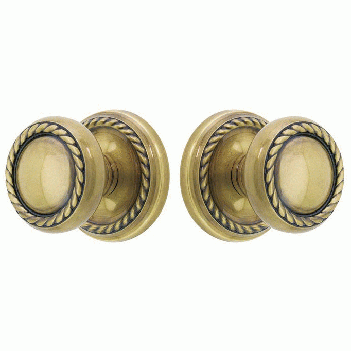 EMTEK Solid Brass Rope Door Knob Set With Rope Rosette