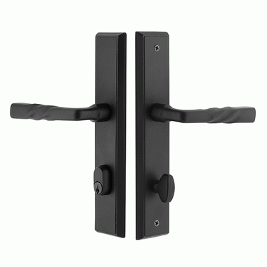 EMTEK Sandcast Bronze Rectangular Style Stretto Passage Entryway Set (Matte Black Finish)