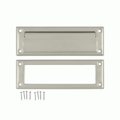 DELTANA 8 7/8 Inch Brass Mail & Letter Flap Slot (Satin Nickel Finish)