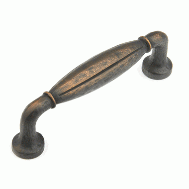 SCHAUB 4 3/8 Inch (3 3/4 Inch c-c) Siena Pull (Ancient Bronze Finish)