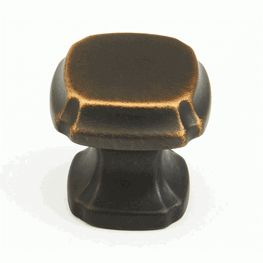 SCHAUB 1 3/8 Inch Empire Square Knob (Ancient Bronze Finish)