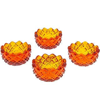 Copper Mountain Hardware Set of 4 Amber Salt Cellars - Sawtooth