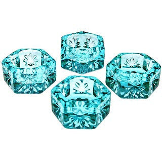 Copper Mountain Hardware Set of 4 Salt Cellars - Aqua Blue Hexagonal Open Salt Cellar