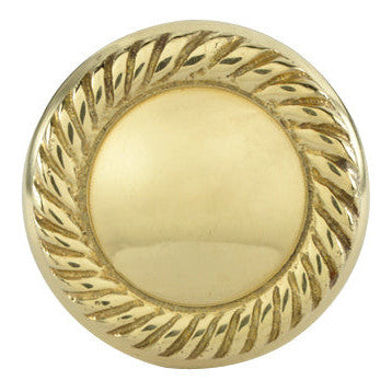 COPPER MOUNTAIN HARDWARE 1 1/4 Inch Solid Brass Round Georgian Roped Border Knob (Polished Brass Finish)