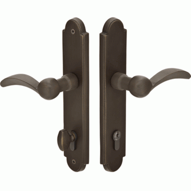 EMTEK Solid Brass Arched Euro Keyed Style Multi Point Lock Trim (Medium Bronze Finish)