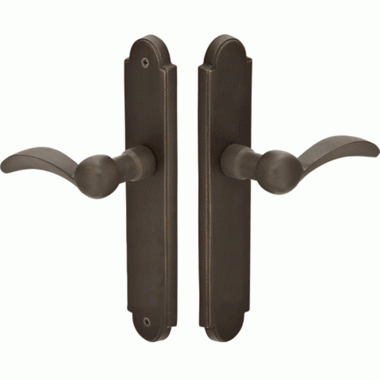 EMTEK Solid Brass Arched Euro Style Dummy Pair Multi Point Lock Trim (Medium Bronze Finish)