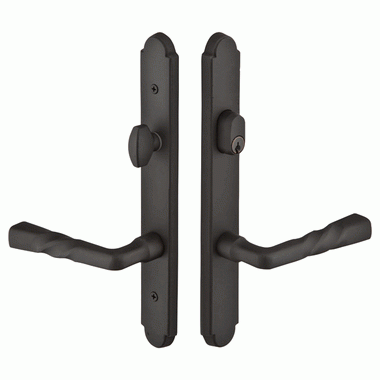 EMTEK Solid Brass Arched Keyed Style Multi Point Lock Trim (Matte Black Finish)