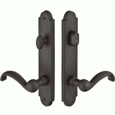 EMTEK Solid Brass Arched Keyed Style Multi Point Lock Trim (Matte Black Finish)