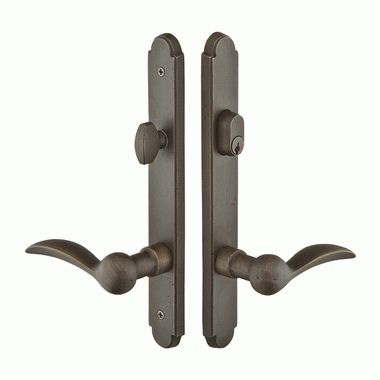 EMTEK Solid Brass Arched Keyed Style Multi Point Lock Trim (Medium Bronze Finish)