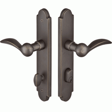 EMTEK Solid Brass Arched Keyed Style Multi Point Lock Trim (Medium Bronze Finish)